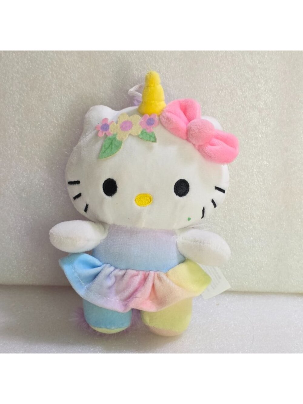 Fiesta Hello Kitty Sanrio Rainbow Unicorn Spandex Plush 6in White Pink Multi